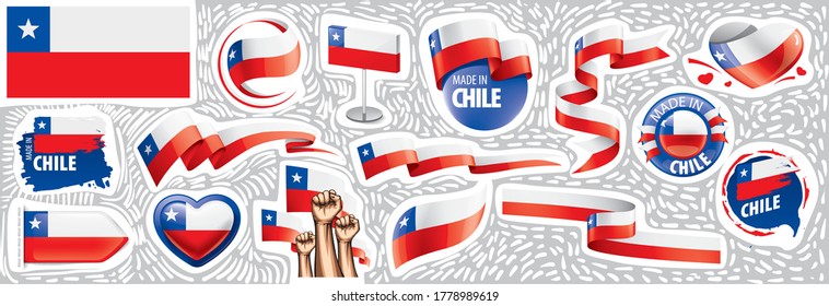 Vector set of the national flag of Chile in various creative designs