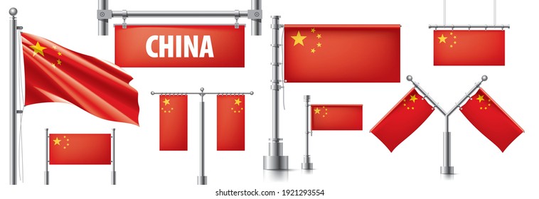 Vector set of the national flag of China in various creative designs