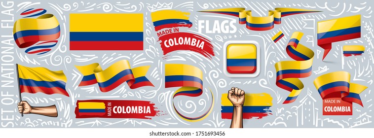 Vector set of the national flag of Colombia in various creative designs