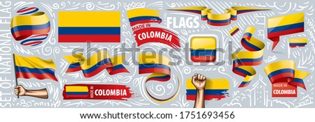 Vector set of the national flag of Colombia in various creative designs