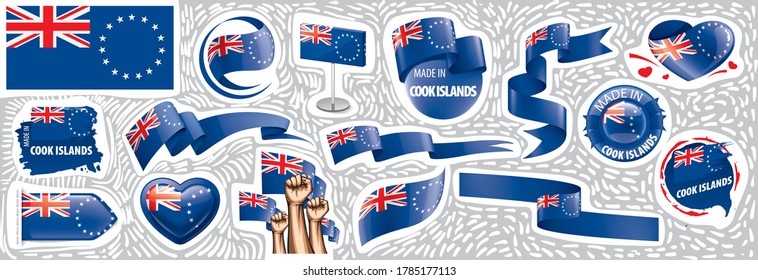 Vector set of the national flag of Cook Islands in various creative designs