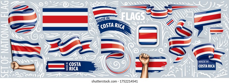 Vector set of the national flag of Costa Rica in various creative designs