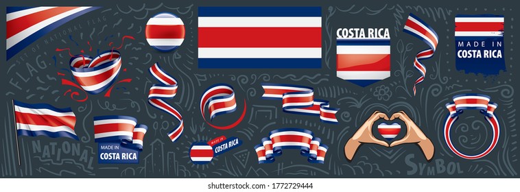 Vector set of the national flag of Costa Rica in various creative designs