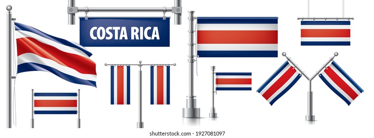 Vector set of the national flag of Costa Rica in various creative designs