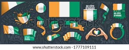 Vector set of the national flag of Cote d'Ivoire in various creative designs