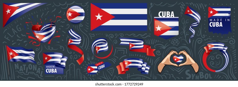 Vector set of the national flag of Cuba in various creative designs