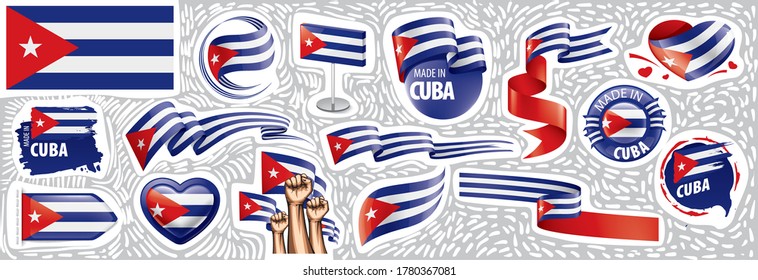 Vector set of the national flag of Cuba in various creative designs