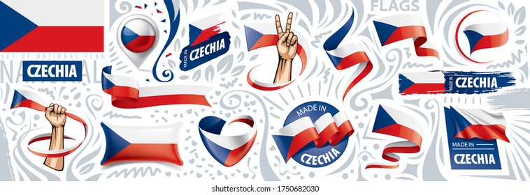 Vector set of the national flag of Czechia in various creative designs