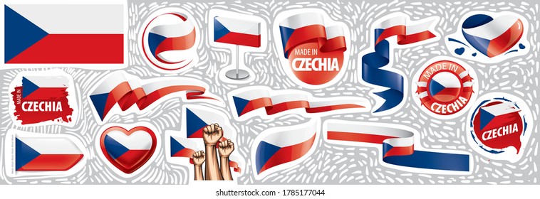 Vector set of the national flag of Czechia in various creative designs