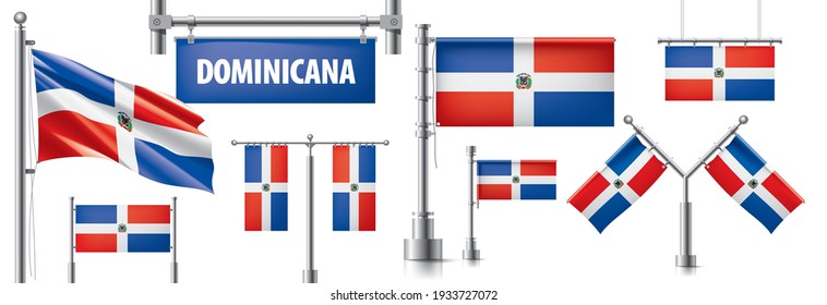 Vector set of the national flag of Dominicana in various creative designs