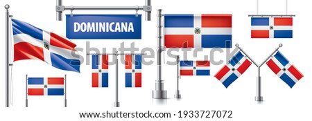 Vector set of the national flag of Dominicana in various creative designs