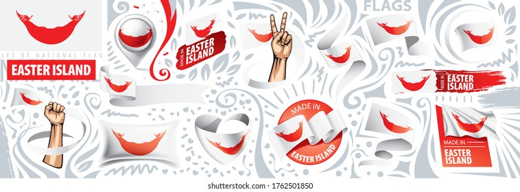 Vector set of the national flag of Easter Island in various creative designs