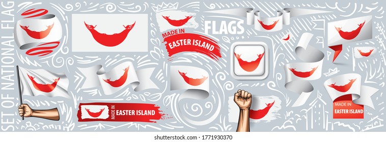 Vector set of the national flag of Easter Island in various creative designs