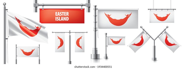 Vector set of the national flag of Easter Island in various creative designs