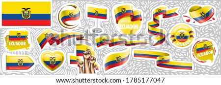 Vector set of the national flag of Ecuador in various creative designs