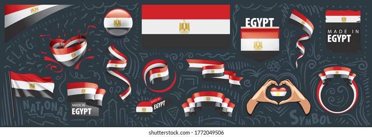 Vector set of the national flag of Egypt in various creative designs