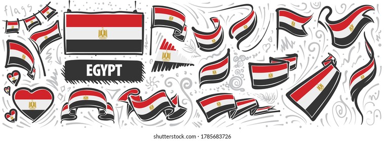 Vector set of the national flag of Egypt in various creative designs