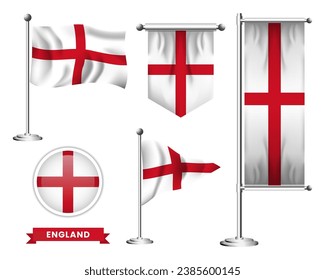 vector set of the national flag of england in various creative designs