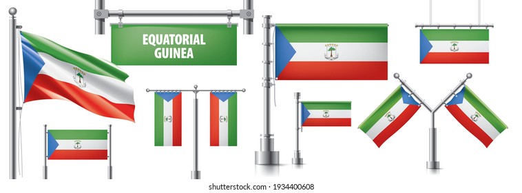 Vector set of the national flag of Equatorial Guinea in various creative designs