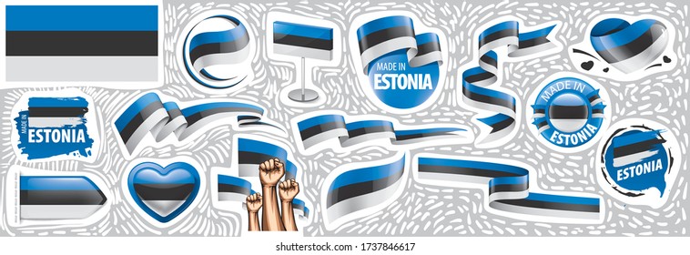 Vector set of the national flag of Estonia in various creative designs
