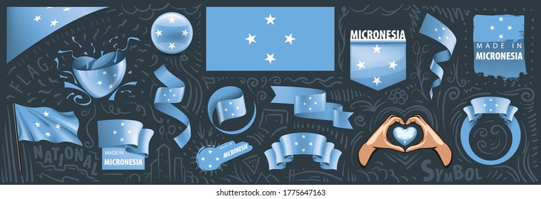 Vector set of the national flag of Federated States Micronesia