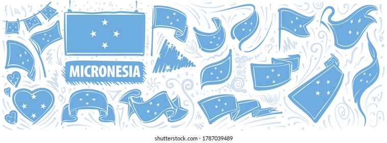 Vector set of the national flag of Federated States Micronesia