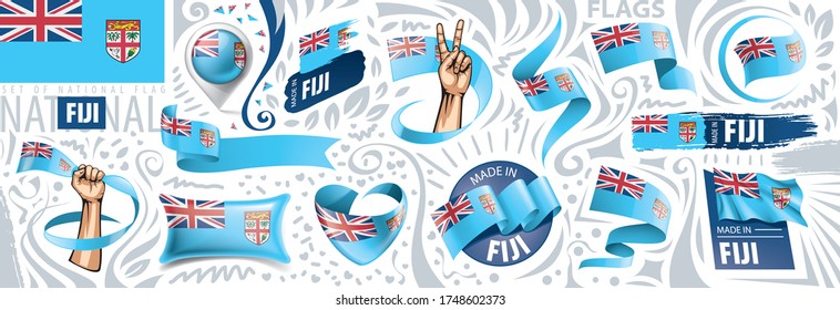 Vector set of the national flag of Fiji in various creative designs