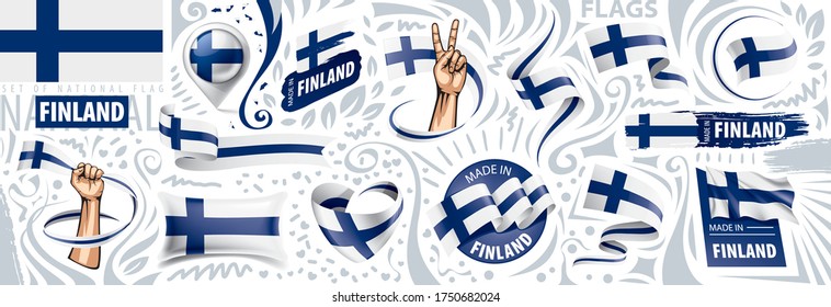 Vector set of the national flag of Finland in various creative designs