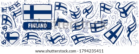 Vector set of the national flag of Finland in various creative designs