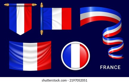 Vector set of the national flag of  France in various creative designs