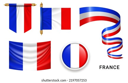 Vector set of the national flag of  France in various creative designs