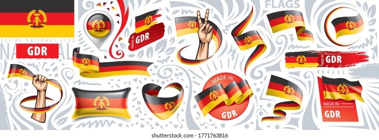 Vektorset der Nationalflagge der DDR in verschiedenen kreativen Designs