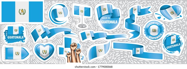 Vector set of the national flag of Guatemala in various creative designs