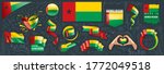 Vector set of the national flag of Guinea Bissau in various creative designs
