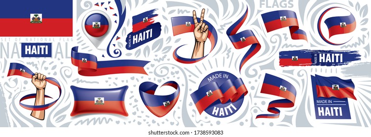 Vector set of the national flag of Haiti in various creative designs