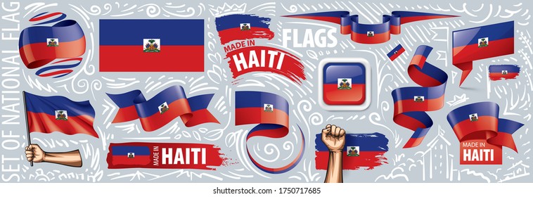 Vector set of the national flag of Haiti in various creative designs