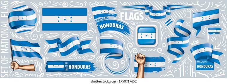 Vector set of the national flag of Honduras in various creative designs