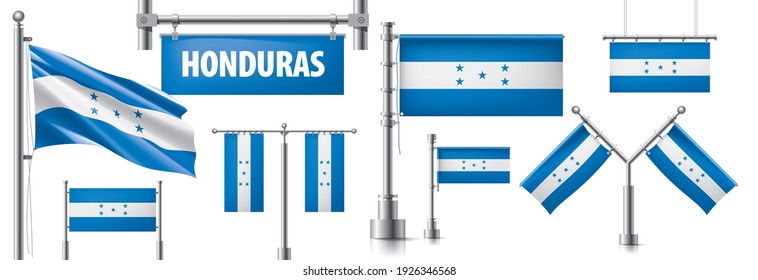 Vector set of the national flag of Honduras in various creative designs