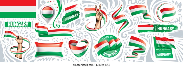 Vector set of the national flag of Hungary in various creative designs
