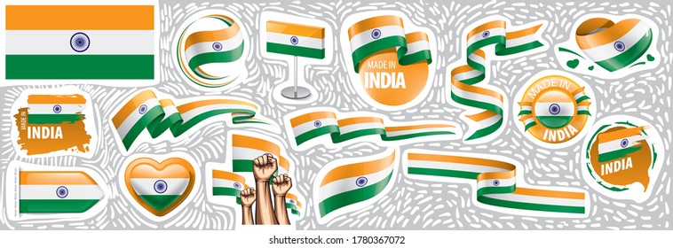 Vector set of the national flag of India in various creative designs