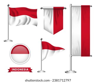 vector set of the national flag of indonesia in various creative designs