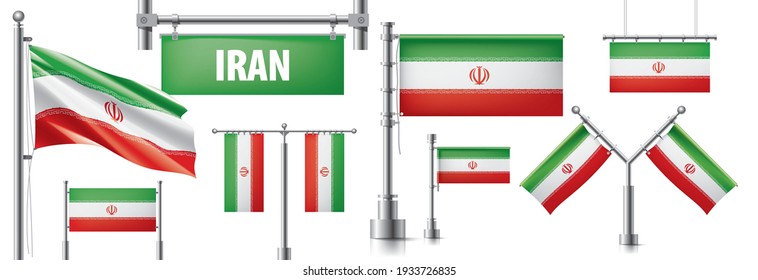 Vector set of the national flag of Iran in various creative designs