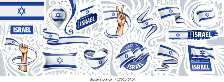 Vector set of the national flag of Israel in various creative designs