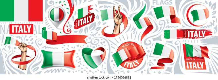 Vector set of the national flag of Italy in various creative designs