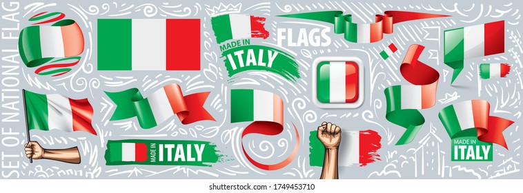 Vector set of the national flag of Italy in various creative designs