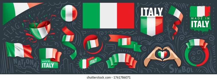 Vector set of the national flag of Italy in various creative designs