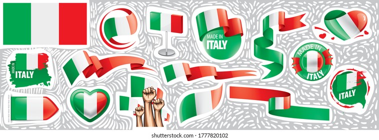 Vector set of the national flag of Italy in various creative designs