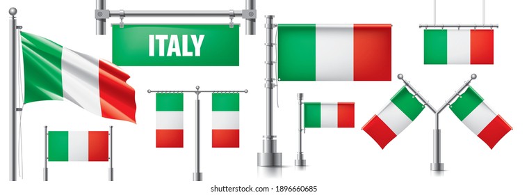 Vector set of the national flag of Italy in various creative designs