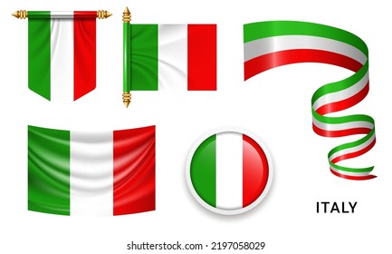 Vector set of the national flag of  Italy in various creative designs