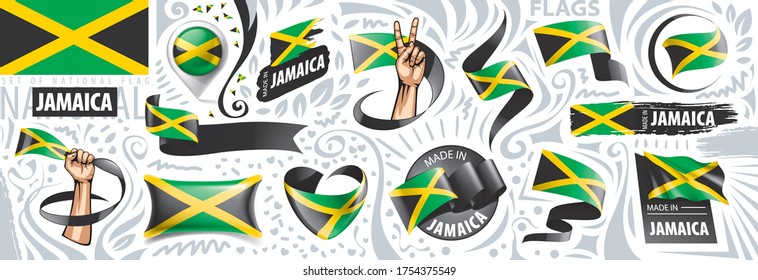 Vector set of the national flag of Jamaica in various creative designs